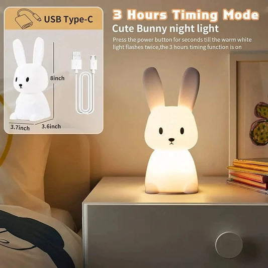 LED Night light Silicone Rabbit Touch Sensor lamp